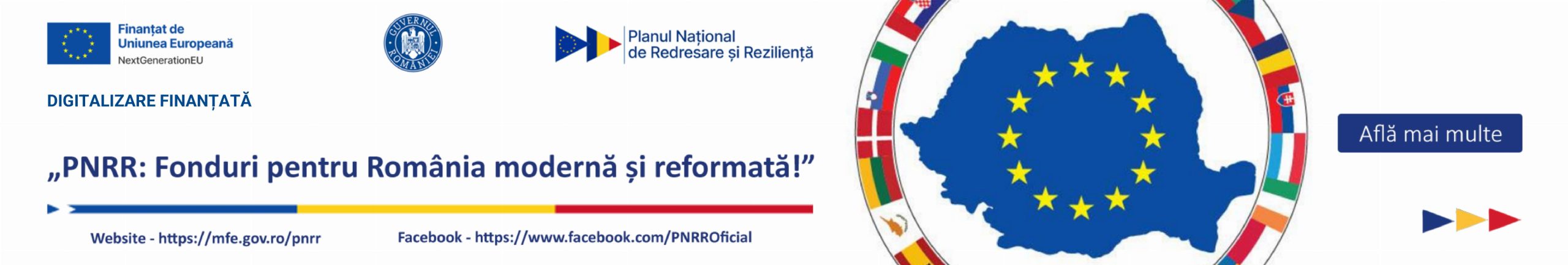 PNRR: Fonduri pentru România modernă și reformată! Digitalizare finanțată prin Planul Național de Redresare și Reziliență.